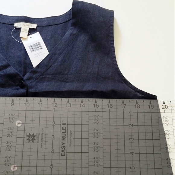 NWT EILEEN FISHER Black Linen Sleeveless Button Front Long Tunic, Size S/P - Picture 5 of 10